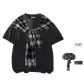 Black T-Shirt (Comes with Black White Shawl+Brooch)