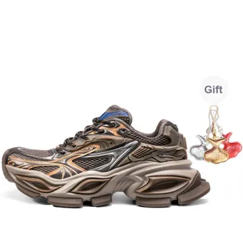 OGR Cross Eyed GAZE MAX Anti Slip And Wear Resistant Height Increasing Low Top Chunky Sneakers Unisex Brown