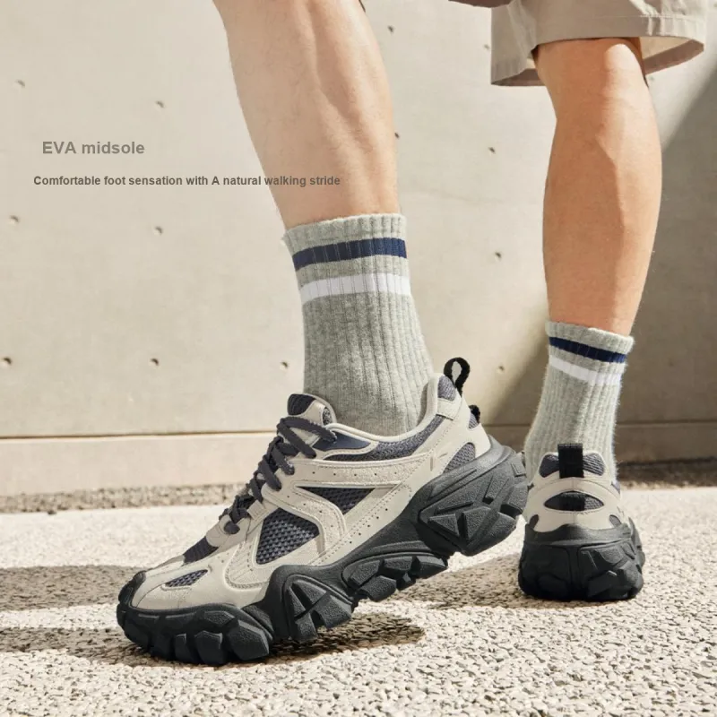 LiNing Dunes Cushioning Anti Slip Wear Resistant Breathable Height Increasing Low Top Casual Shoes Men's Khaki Black-6