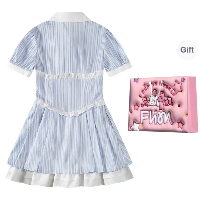 FLIM Short Sleeved Dress Women's Blue-7