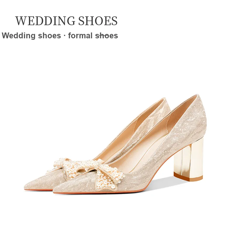 Lan Miao Chunky Heel High Heels Women's Gold-3