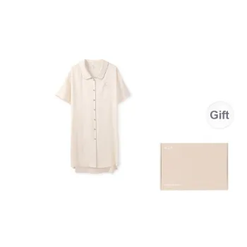 Aannsfam Premium Ice Silk Nightgown, Gift Box Set Women's Shell Yellow
