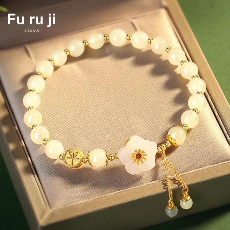 Fu Ru Ji Bracelets Pale Greenish White Jade Women's-2