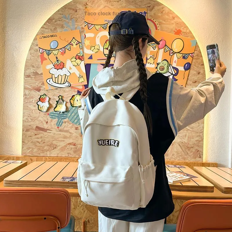Yalu Nylon Backpack Unisex White/Black/Red/Yellow/Green/Blue-5