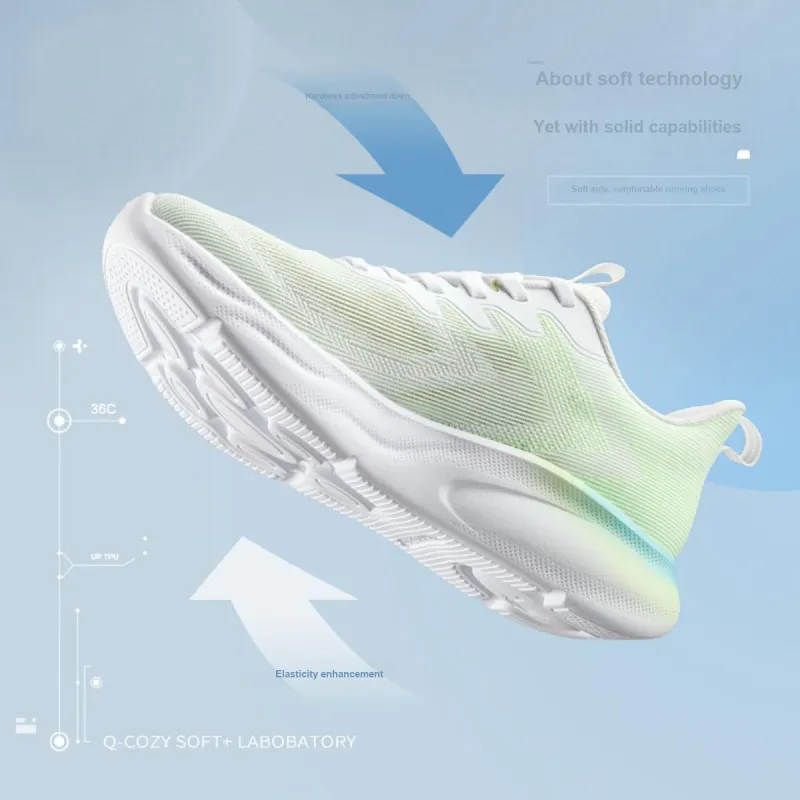 QIAODAN Polysoft Slip Resistant Low Top Casual Running Shoes Men's White Blue-1