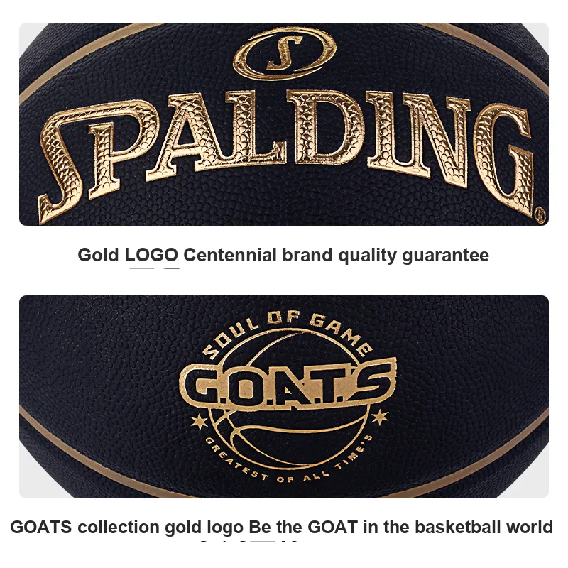 SPALDING GOATS Training Series PU Basketball Black Gold Size 7 Ball Training Unisex-6