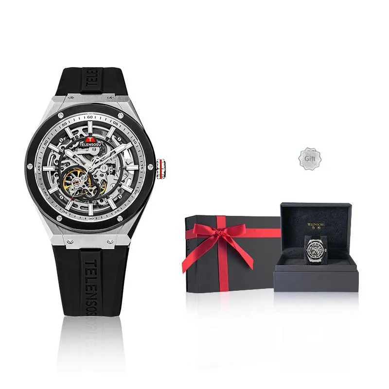 TELENSOSU Yuan Universe Collection Automatic Mechanical Movement Silicone Strap Watch Men's Watches Blue Dial-8