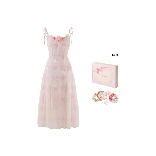 ACAINES Slip Платье Женское Вишневый цветок Розовый