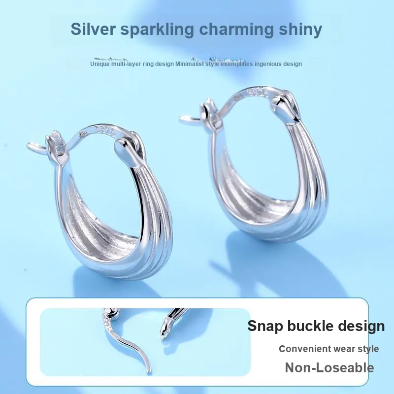 LAOYINJIANG S925 Silver Hoop Earrings Women's-5
