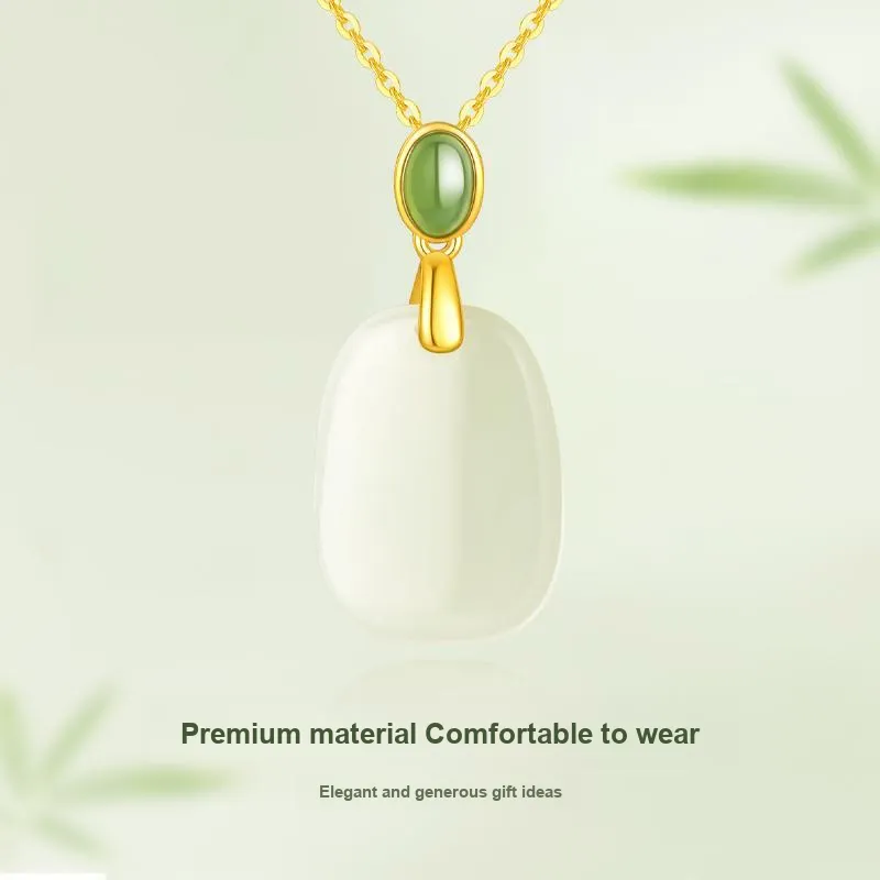 JINLIUFUJIXIANG Hetian Jade Necklaces White Jade/Pale Greenish White Jade Unisex-4