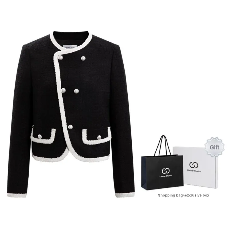 Chester Charles Cropped Coats Women's Black-2