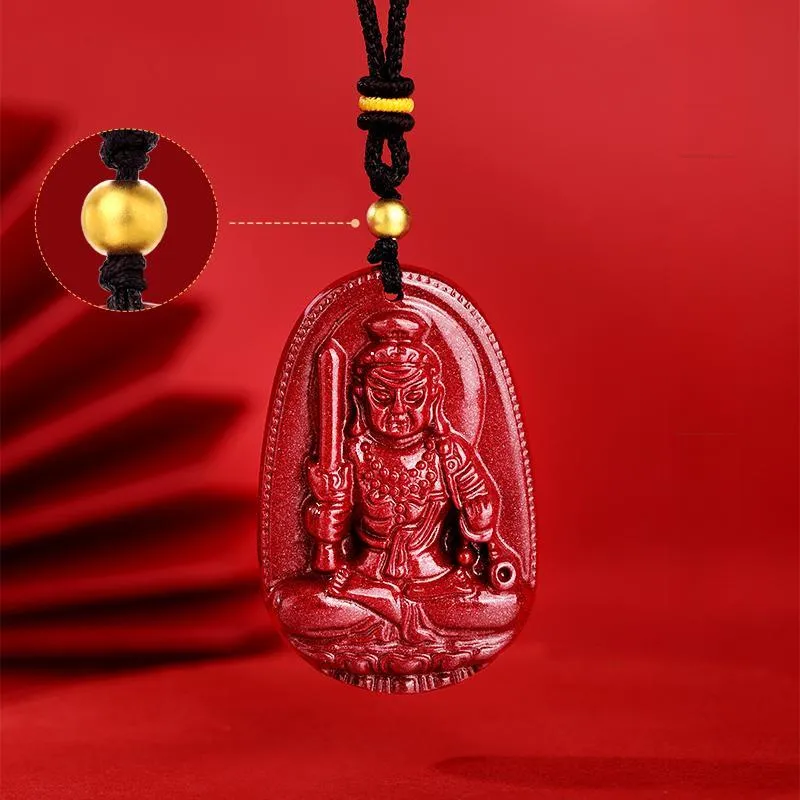 JINLIUFUJIXIANG Reconstructed Cinnabar Necklaces Unisex-3
