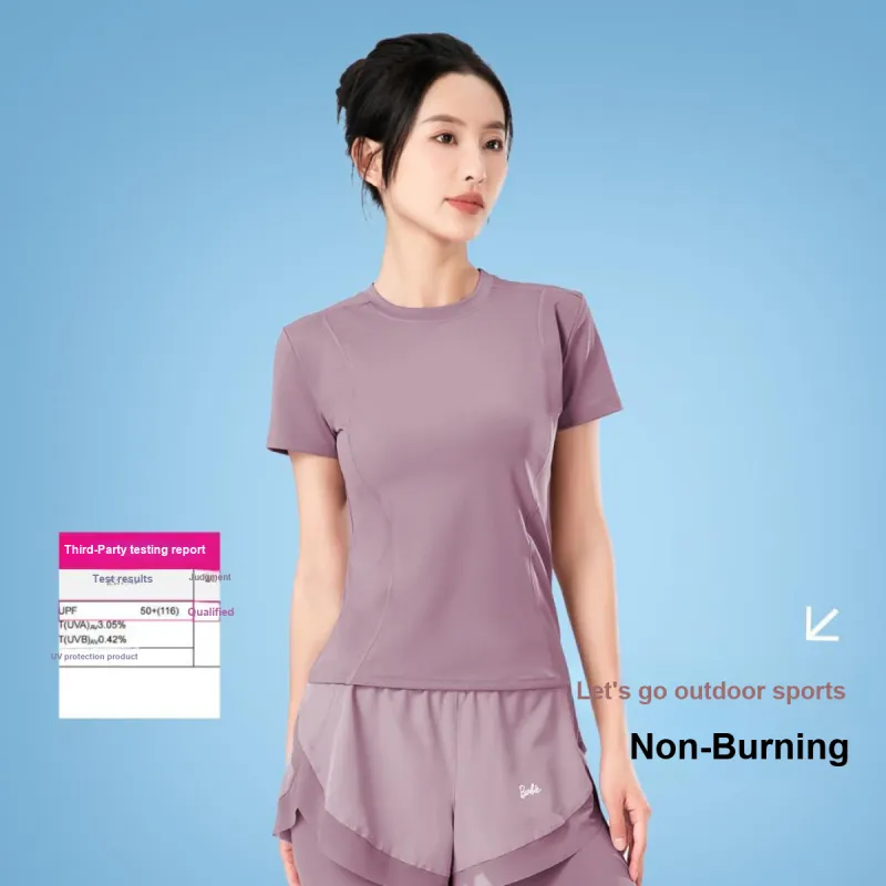 Barbie Yoga T Shirts Women's Berry Purple-4