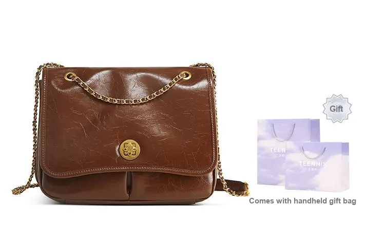 Teenmix Cow Leather Underarm Crossbody Bag, Shoulder Bag Tote Medium Size Women's Yellow Brown/Black/Olive Green-0