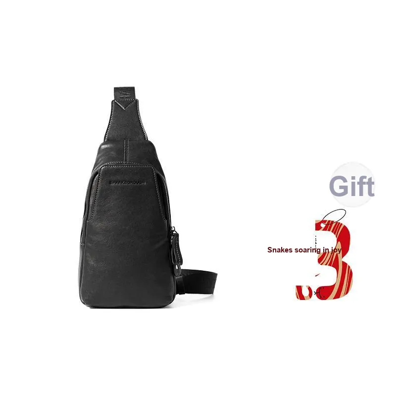 Sharkborough Cow Leather Sling Bag, Shoulder Bag, Crossbody Bag Regular Men's Black-0