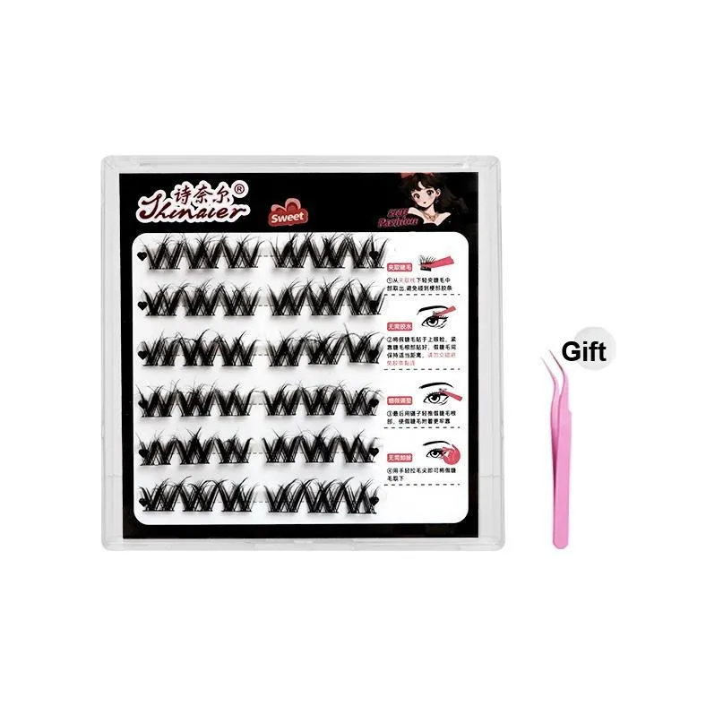 ZHENZHENSHINAIER 6 рядов плюшевый с принтом кудрявый клей бесплатно накладные ресницы утолщающий стиль