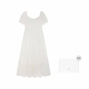 Mo Han Yi Mei Short Sleeved Dress Women's White