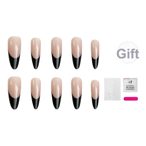 JIABITU Носимый Nail Art Патч Черный Французский Tapered MID Длина (размер в длину) Coquette Jump Цвет