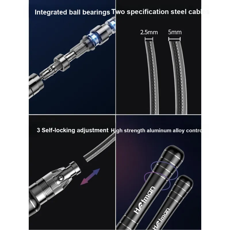 Genesis Fitness Training Non Countable Jump Ropes Adults Aluminum Alloy Controller, Steel Wire Rope 3m-2