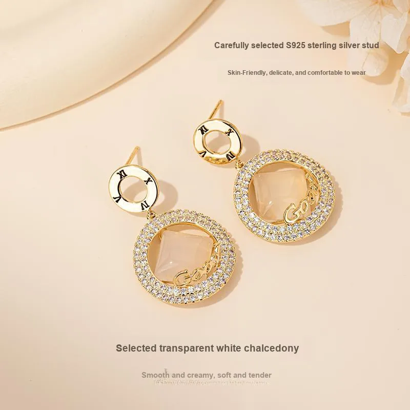 QLADY Chalcedony Earrings Women's-2