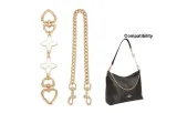 (Plated Gold) White Heart Clover 16cm + Dog Buckle Decorative Chain 45cm