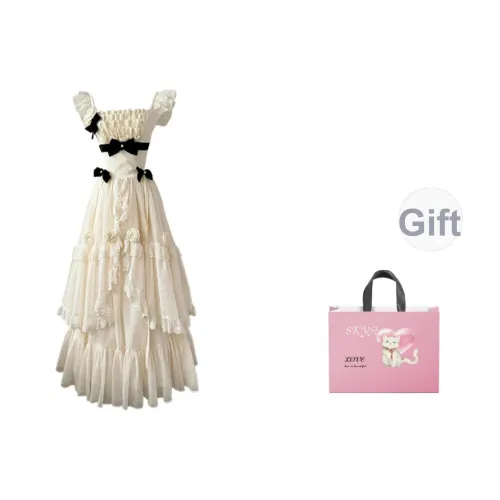 SKYA Короткий рукав Платье Женское Абрикосовое