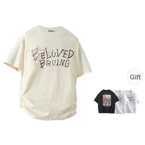 BRUMAIRE T Shirt Unisex Apricot Comes With Random Print Short Sleeved Top