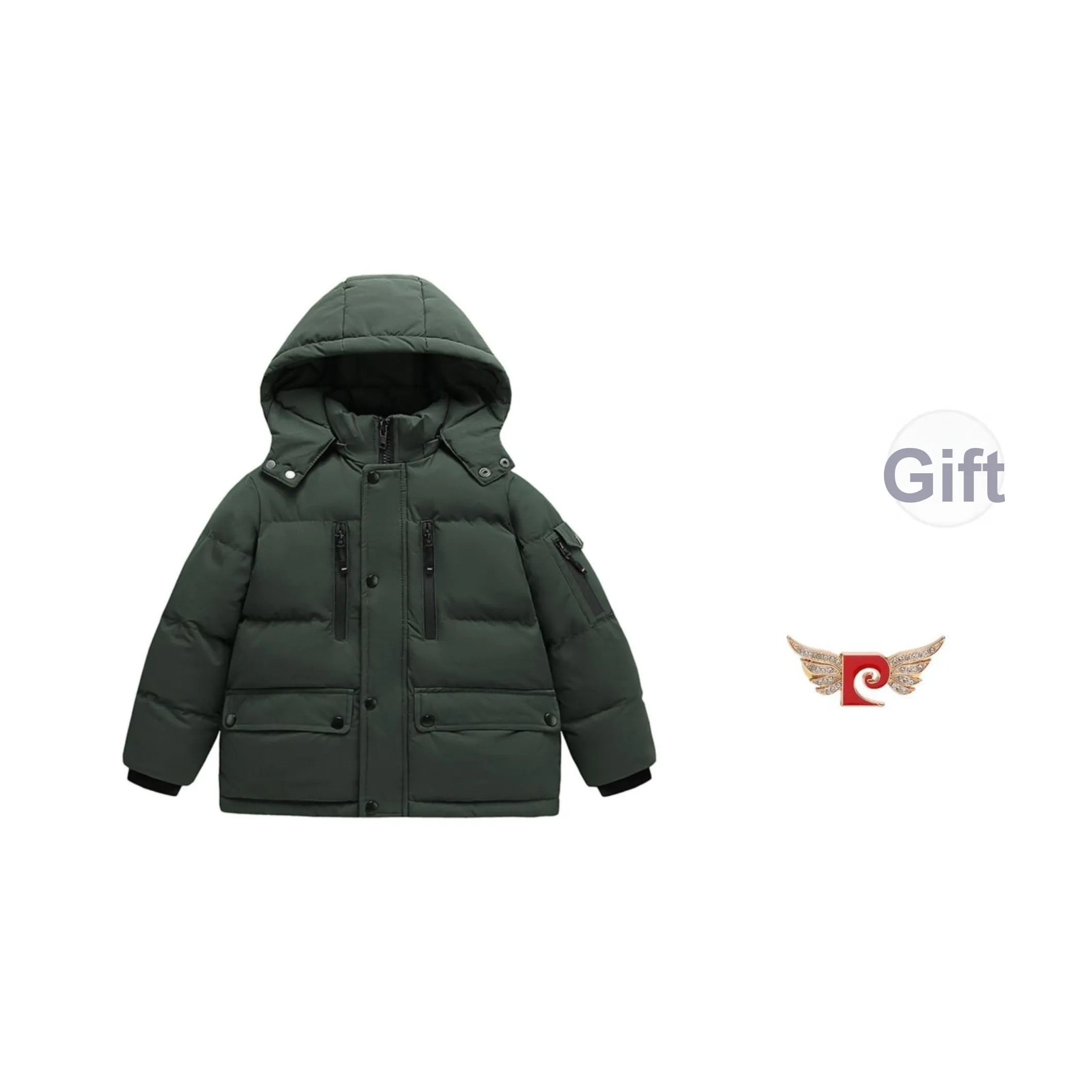 PIERRE CARDIN Японский стиль Мальчики С капюшоном Зимний Теплоизоляционный Водоотталкивающий FLUFFY Модный Куртка для лыжного спорта