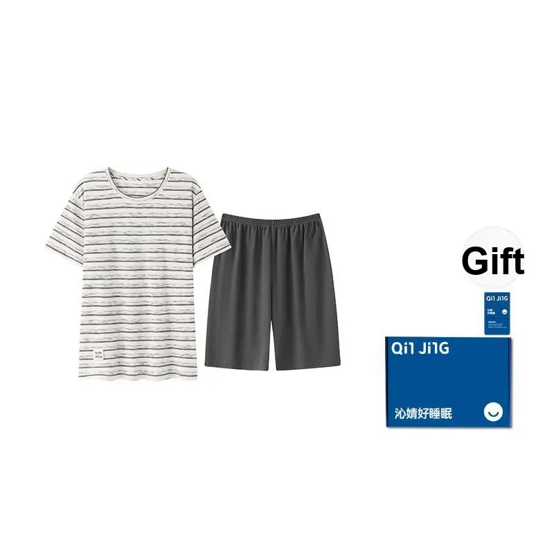 Qin Jing Pajama Set Men's Light Gray