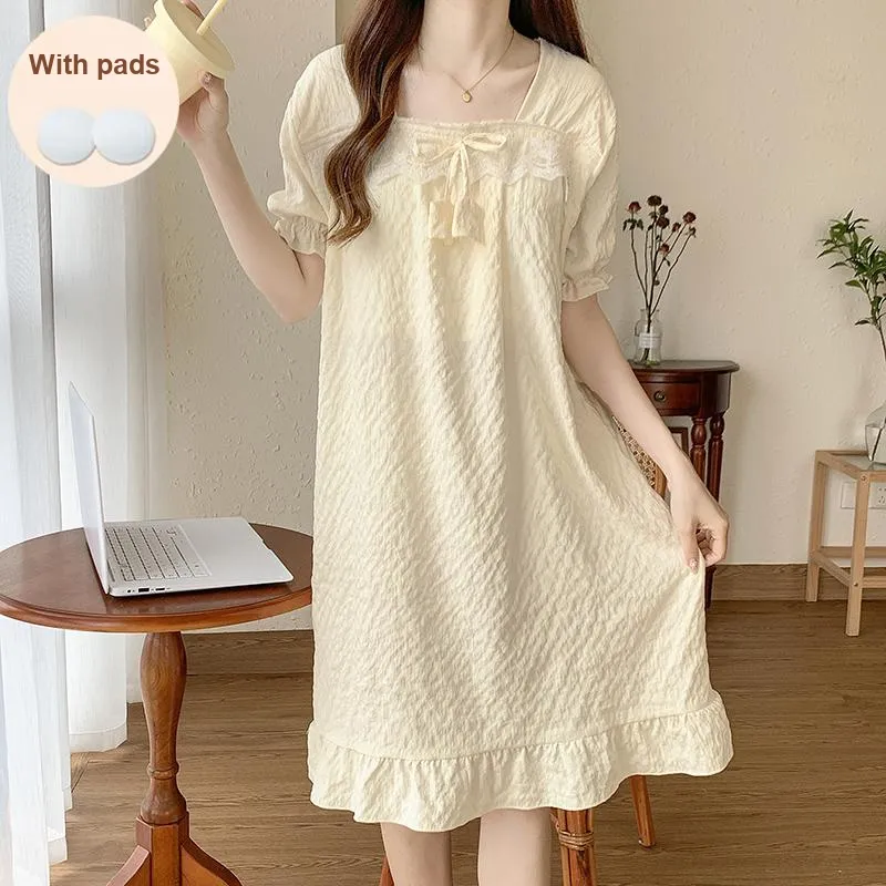 CAIHENGTONG Nightgown Women's Apricot-3