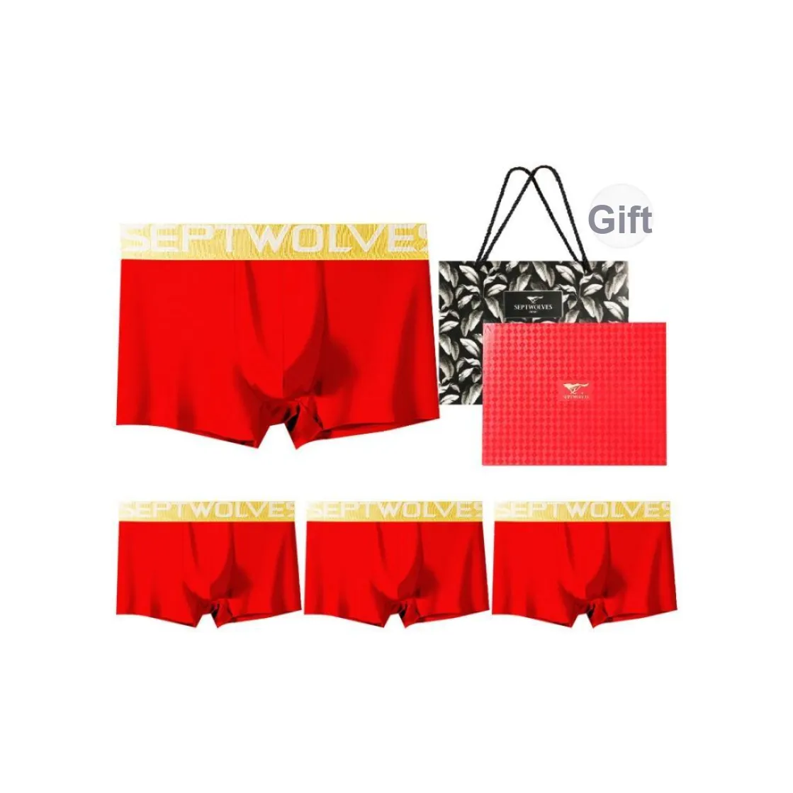 SEPTWOLVES Underwear Gift Box Men's 4 Pack+Shopping Bag Included