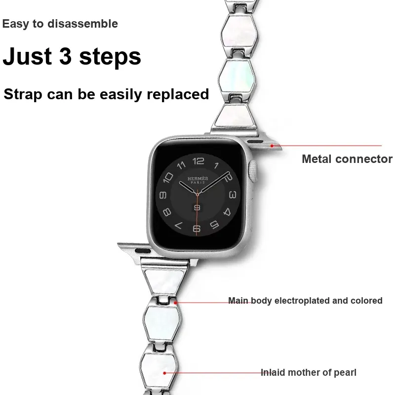 FZRT Watch Bands Metal Shell Chain Strap For Niche Advanced Watch Unisex-2