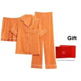Orange Three-Piece Set (Short-Sleeved Shirt+Shorts+Pants)