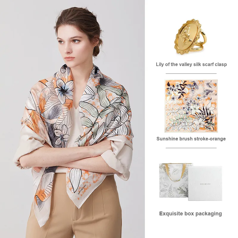 MARJAKURKI Silk Large Scarf Women's-7