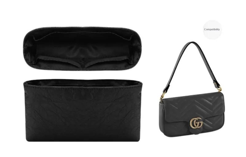 Lan Bao Fan Cow Leather Bag Insert Women's Ecru/Black-116