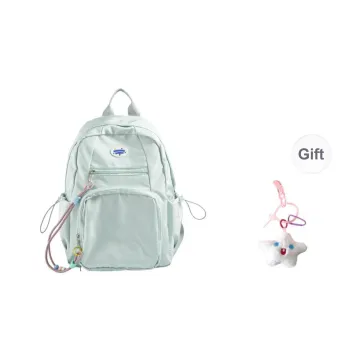 Yalu Nylon Fabric Backpack Unisex Mint Green/Green/Blue