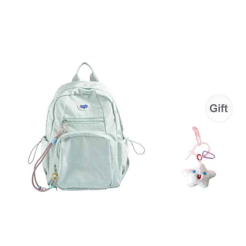 Yalu Nylon Fabric Backpack Unisex Mint Green/Green/Blue-0