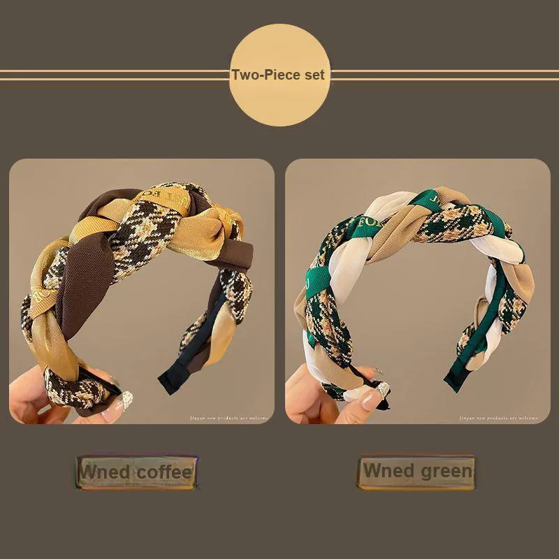 JINGLINGLONG Letter Twisted Headband For Washing Face Slip-Resistant Versatile Suitable For Women's With High Forehead-5
