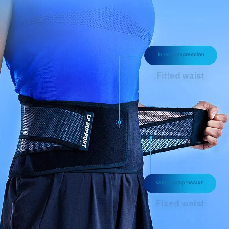LP SUPPORT Back Support Braces Fitness Protective Compression Black Elastane Polyester Unisex-1