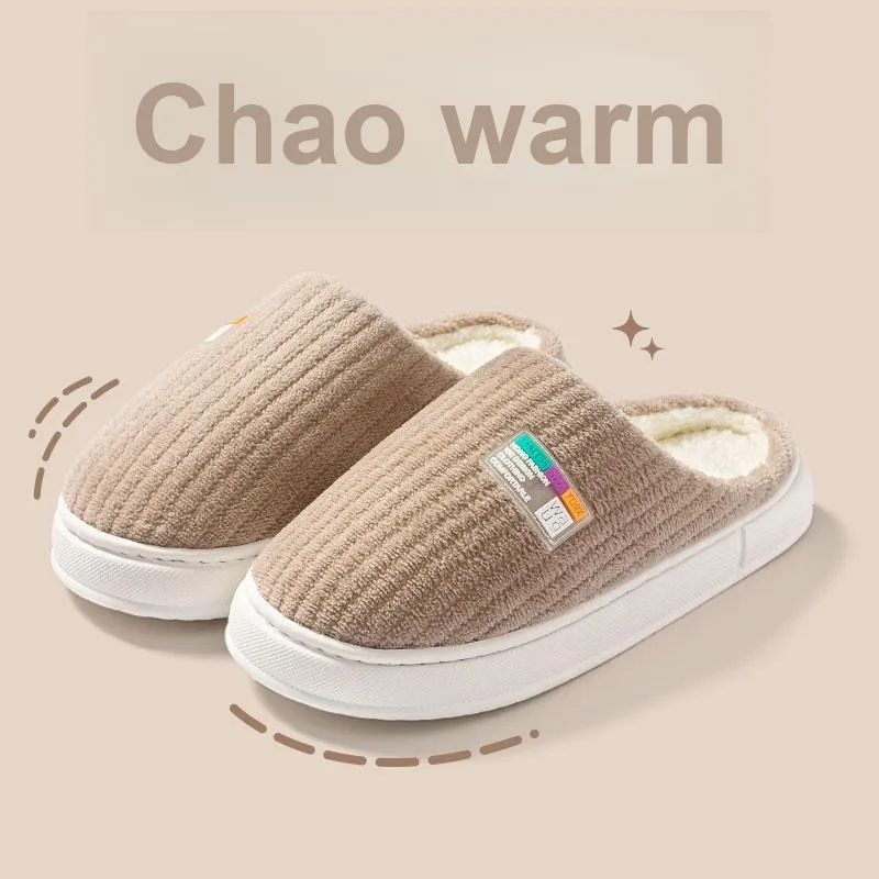 Foot Recreation Winter Minimalist Style Comfortable Warm Slip Resistant Soft Sole Home Cotton Slippers Unisex-11