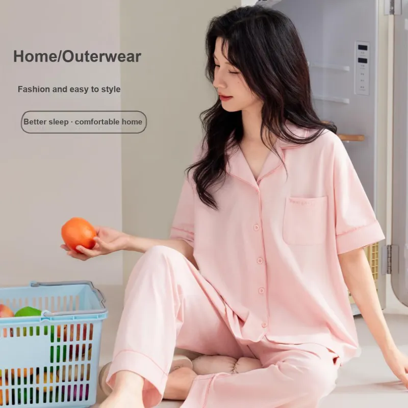 Urban Beauty Pajama Set Loose Fit Soft Skin Friendly Versatile Women's 2 Piece Set-16