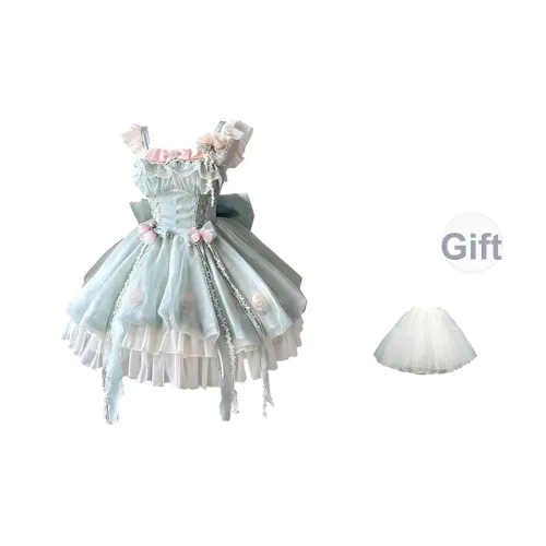 COVT Лолита-стиль Женское Зеленое Мини-платье