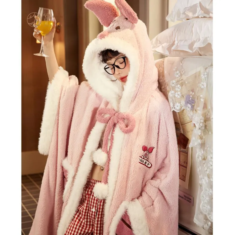 Gongdie x Disney Bath Robes Women's Pink-5