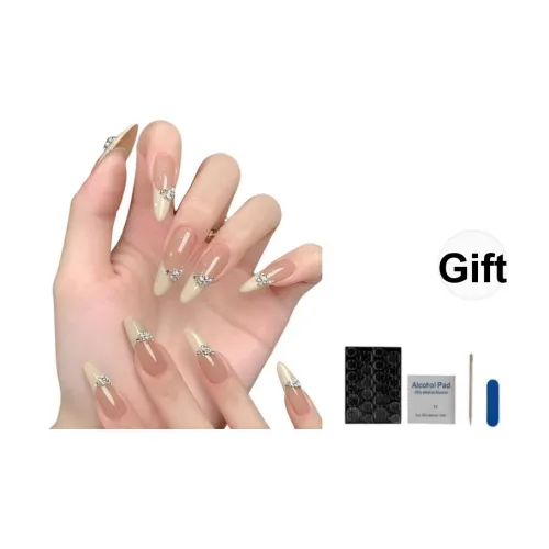 OUYUJI Ручной работы Готовый товар Съемный False Nail Миндаль MID STEP Длинный Стиль Кожа Смудж Стиль Instagram