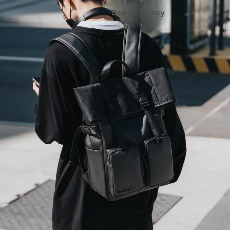 ONRF PVC Laptop Bag Backpack Large Size Unisex Black-1