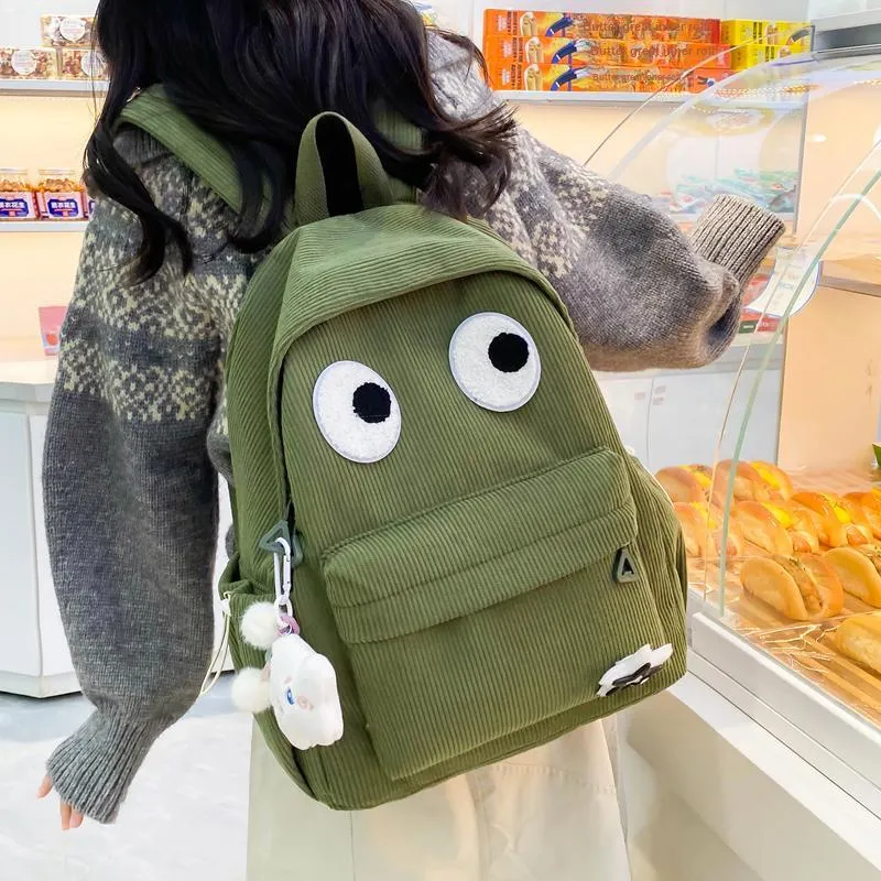Yalu Nylon Backpack Unisex White/Black/Yellow/Dark Brown/Black Green-19