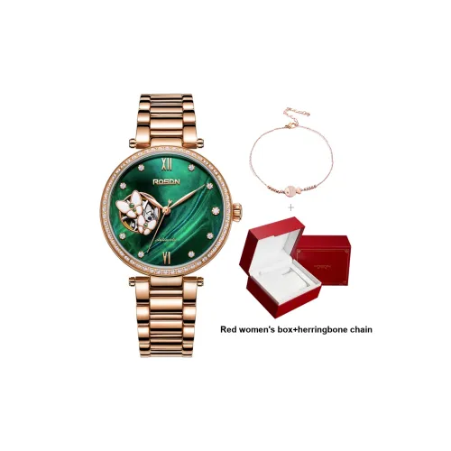 ROSDN Автоматический Механический Механизм Нержавеющая Сталь Ремешок Часы Женские Белый Циферблат