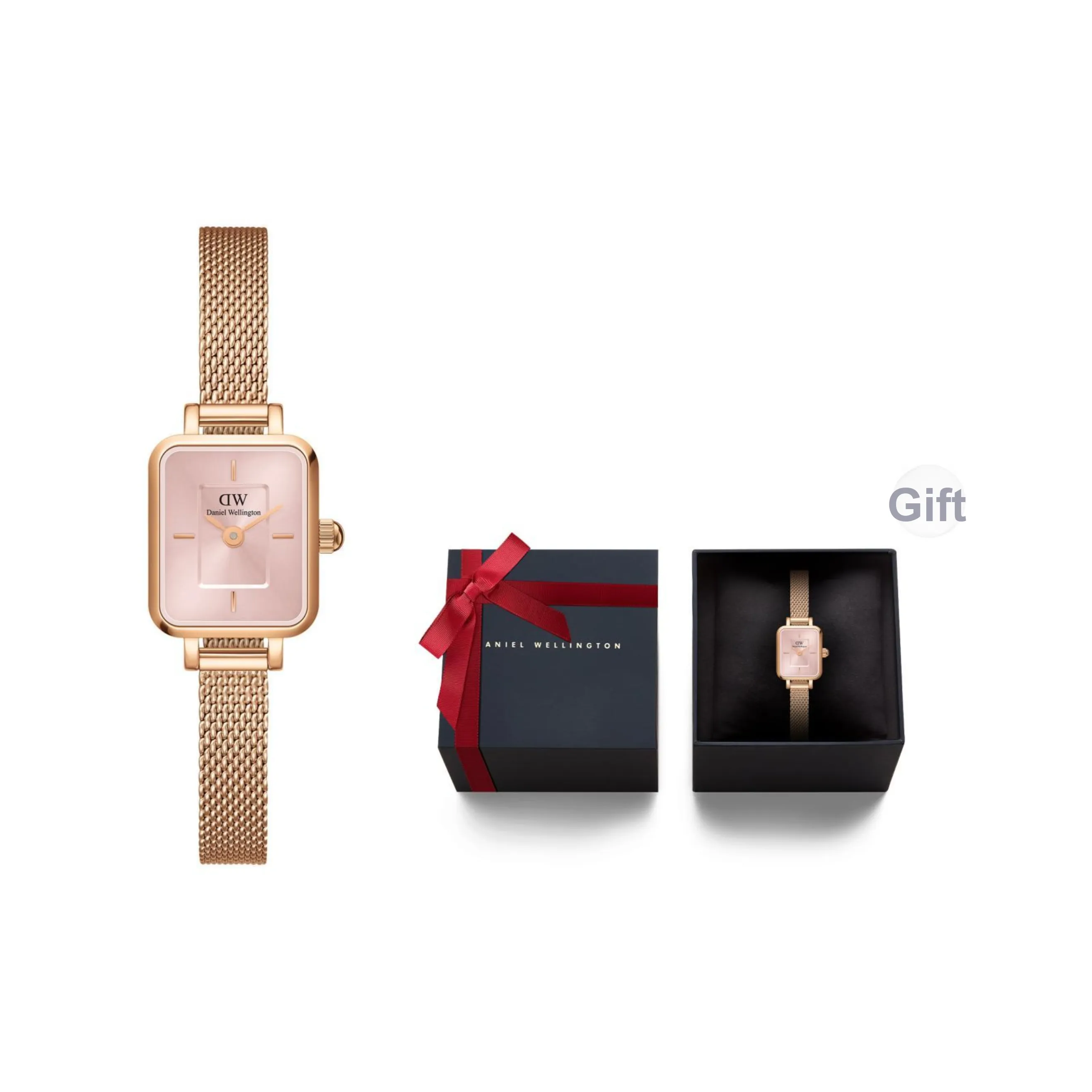 Daniel Wellington DW Женские часы Кварцевый механизм Ремешок из нержавеющей стали Розовый циферблат Женские часы