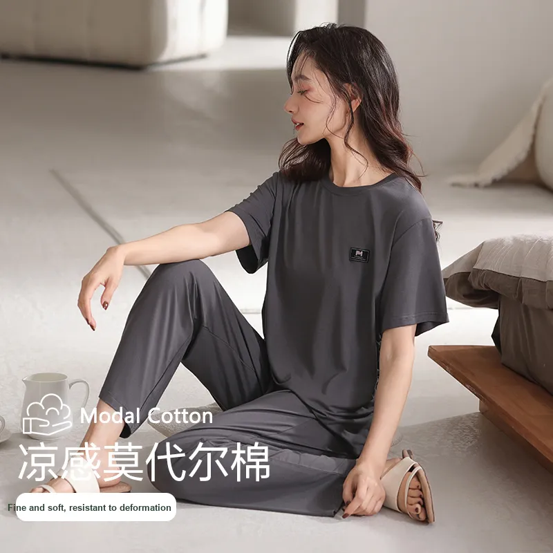 XIA.WA.ZHI.XIU Pajama Set Women's Gift Box Set Dark Gray-3