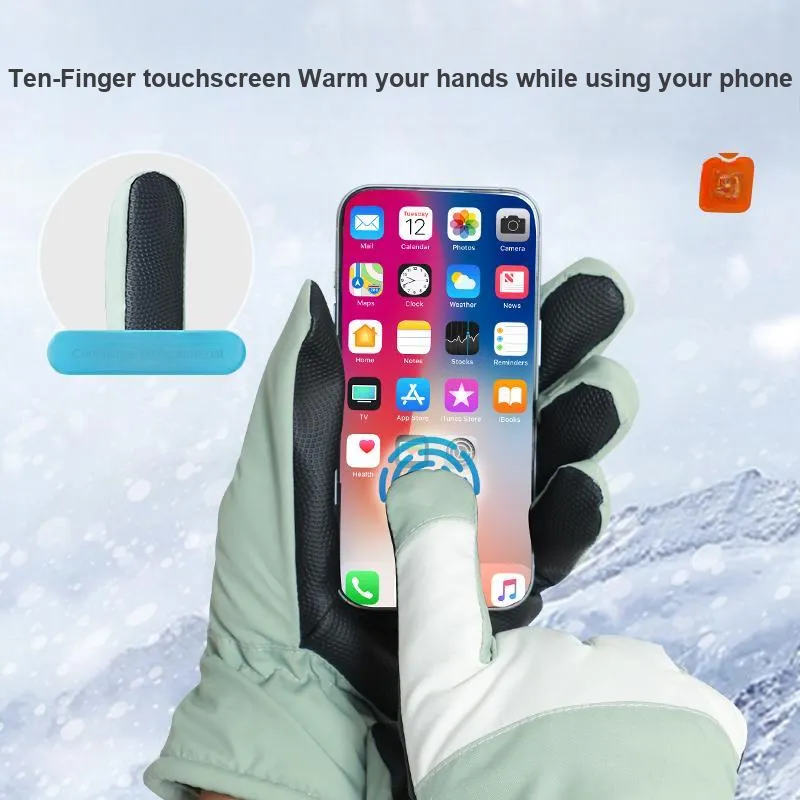 PEAK Ski Gloves Thickened Water-Resistant Cold-Resistant Windproof Climbing Sports Bike Gloves Unisex-1